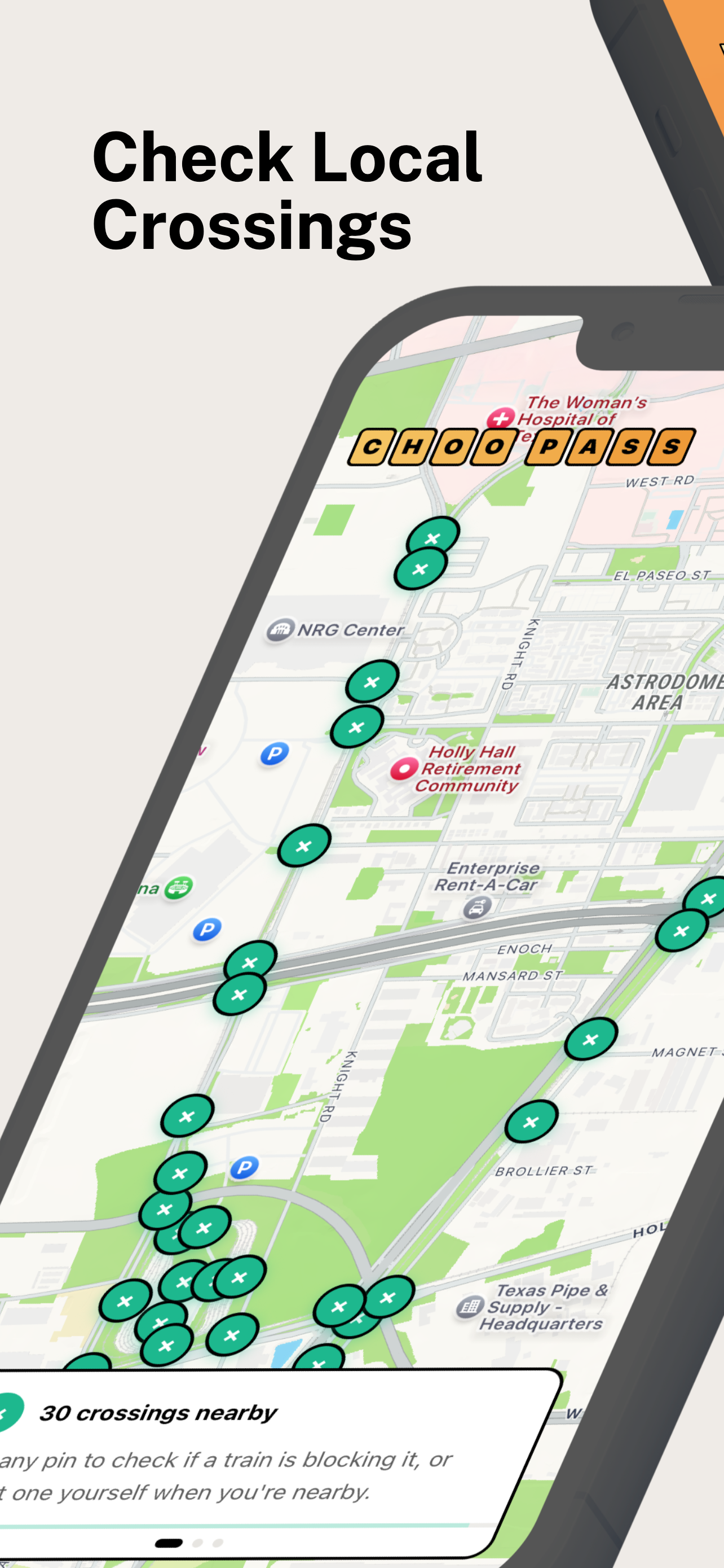 Check Local Crossings - map view with crossing pins